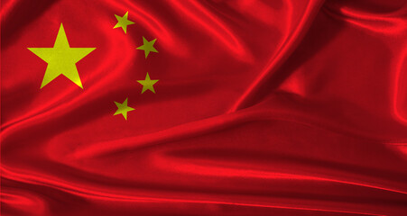 National flag of China with cloth texture. China flag with realistic texture background