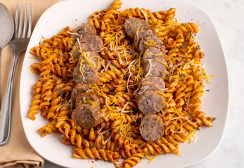 rotini pasta  with italian sausage  and cheese