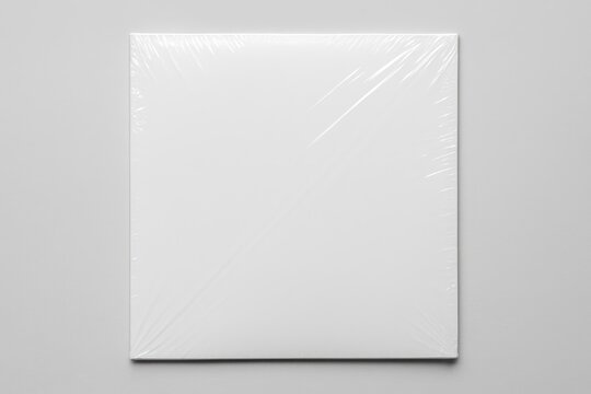 Blank square canvas wrapped plastic