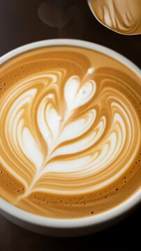 Coffee Art Being Created with Steamed Milk.