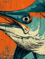 Modern Animal Art Featuring a Powerful marlin with Intricate Spot Patterns