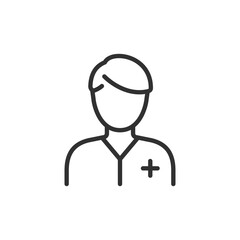 Fototapeta premium Doctor person, linear icon. Medical professional and healthcare service. Line with editable stroke.