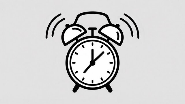 Ringing alarm clock Flat 2D vector outline illustration animation
