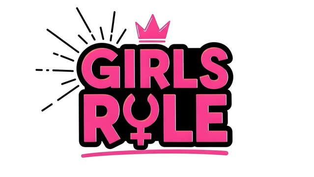 Empowering girls rule logo with crown and feminine symbol - Powered by Adobe