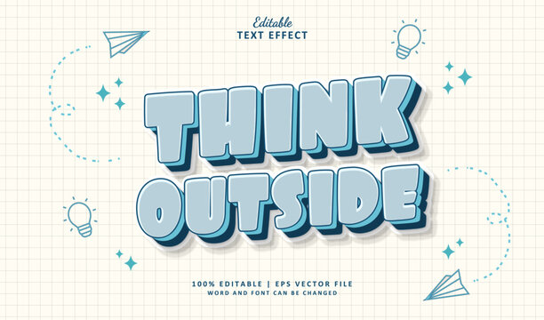 Think Outside Editable Text Effect Style 3d Cartoon Vintage 