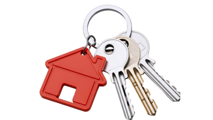 House keychain with keys isolated on transparent background