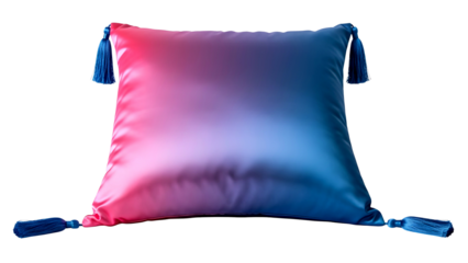 Gradient pillow with tassels isolated on transparent background