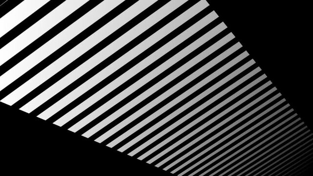 Abstract black and white diagonal repeating stripe pattern creating an optical illusion of depth