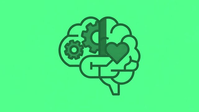 Emotional intelligence brain Flat 2D vector outline illustration animation