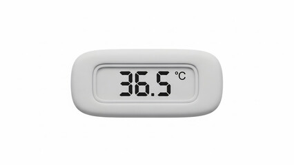 A digital thermometer displays 36.5 degrees Celsius on a plain background