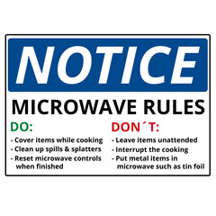 Obraz premium Notice microwave user rules sign isolated on a white background