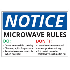 Obraz premium Notice microwave user rules sign isolated on a white background