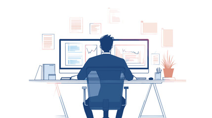 Man Working on Computer at Desk 2.