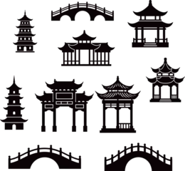 Chinese traditional buildings silhouette © baoyan