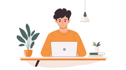 Man Working on Laptop at Desk 1.