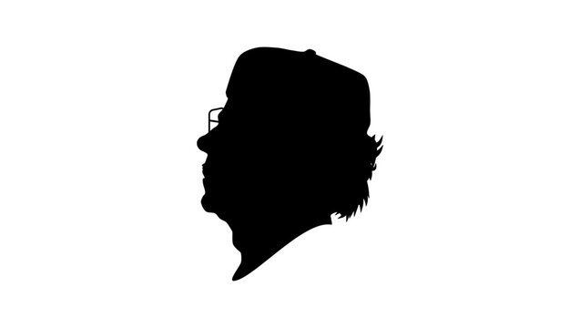 Muammar Gaddafi portrait, black isolated silhouette