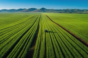 Drone perspective over expansive sugarcane fields and irrigation in Brazil
