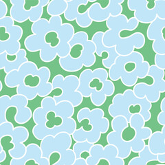 Minimalistic abstract floral seamless pattern in blue and green colors. Stylish trendy floral leopard skin seamless print. Modern camouflage design.