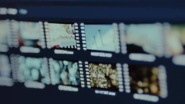 Video clips filmstrip-like thumbnails in two columns