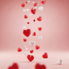 Obraz premium Falling Hearts Valentines Day Celebration.