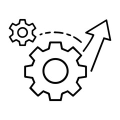 Obraz premium Vector illustration of mechanical gears with an upward arrow representing efficiency and progress