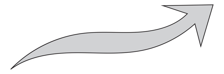 Obraz premium Hand Drawn Sketch Arrow Line Minimal Direction Icon. Minimal black curved arrow line on white background, symbolizing direction, movement, flow, navigation, guidance, and visual instruction concept.