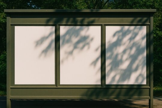 Empty billboard with tree shadows.