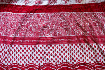 Rich Red Summer Textile with Paisley & Buti Block Print Pattern