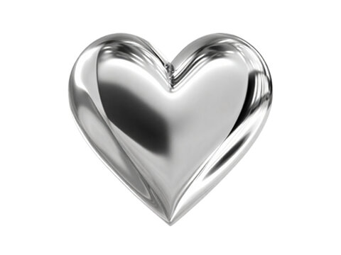 Shiny silver heart isolated on transparent background isolated on white background, Vector