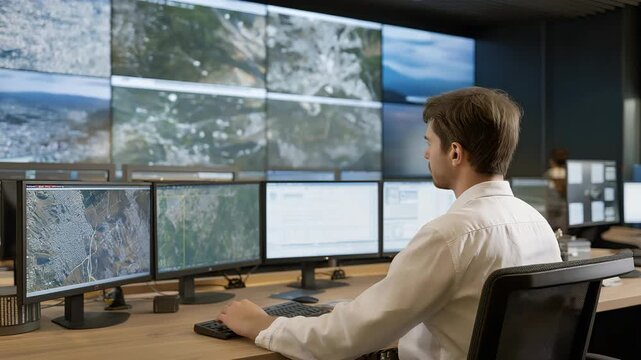 A high-security power grid control room where engineers monitor voltage fluctuations and renewable energy inputs across a nationwide network of interconnected systems. cinematic color correction,