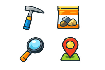 Geology exploration icons set