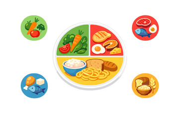 Healthy Food Plate with Food Groups Visualization