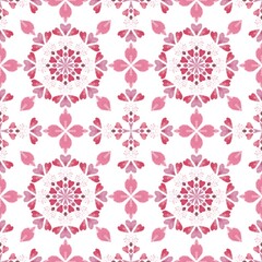 Beautiful watercolor floral pattern with intricate details in soft pink hues on a clean white background for elegant design projects