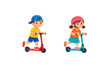 Children riding scooters © icon_art