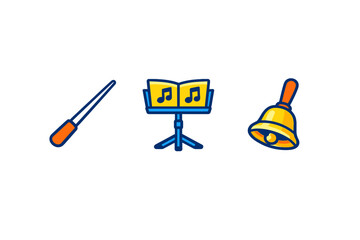 Collection of musical instruments and objects on a dark background