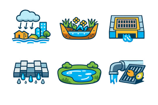Urban water management icons