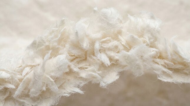 Macro Texture of Soft White Cotton Fibers or Torn Paper Pulp