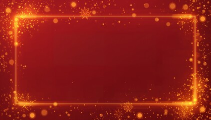 Obraz premium Festive Red Background with Golden Sparkles and Snowflakes for Design