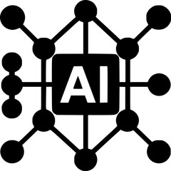 AI Network: Conceptual image represents the interconnected web of Artificial Intelligence, a network of nodes, symbolizing the complex and evolving field of AI.