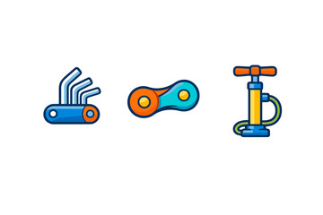 Set of bicycle repair icons on a grey background