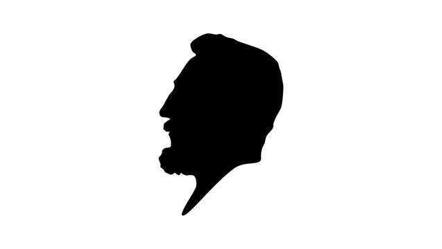 Fidel Castro portrait, black isolated silhouette