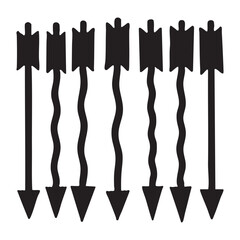Six black arrows pointing downwards with wavy lines high quality professional