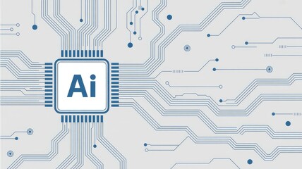 Artificial intelligence concept with circuit board and Ai chip