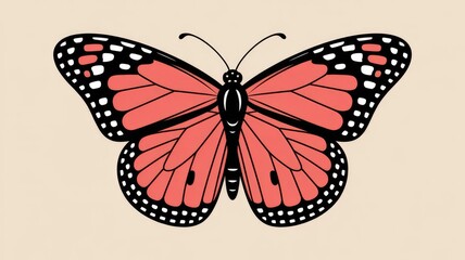 Vibrant butterfly with striking red and black wings spread wide