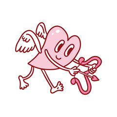 Fototapeta premium Cupid heart. Cartoon icon on a white background.