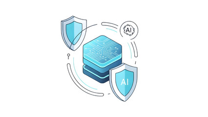 Three blue shields isolated on transparent background