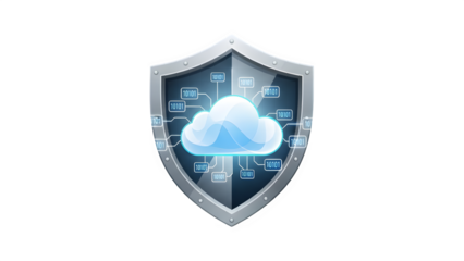 Cloud security shield icon isolated on transparent background