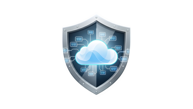 Cloud security shield icon isolated on transparent background - Powered by Adobe