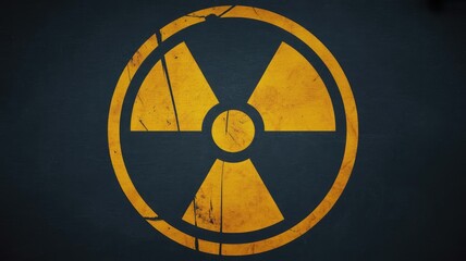 Radiation warning symbol on dark background