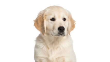 Adorable golden retriever puppy isolated PNG, cute dog with light fur on transparent background,...